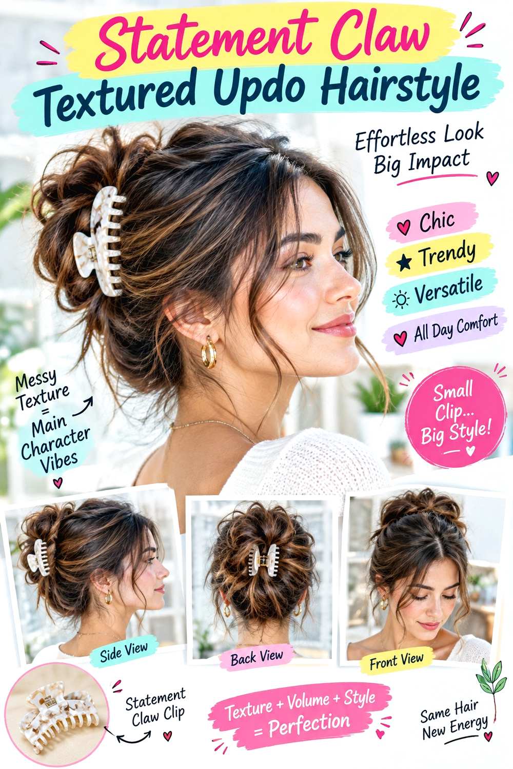 Statement Claw Textured Updo Hairstyle
