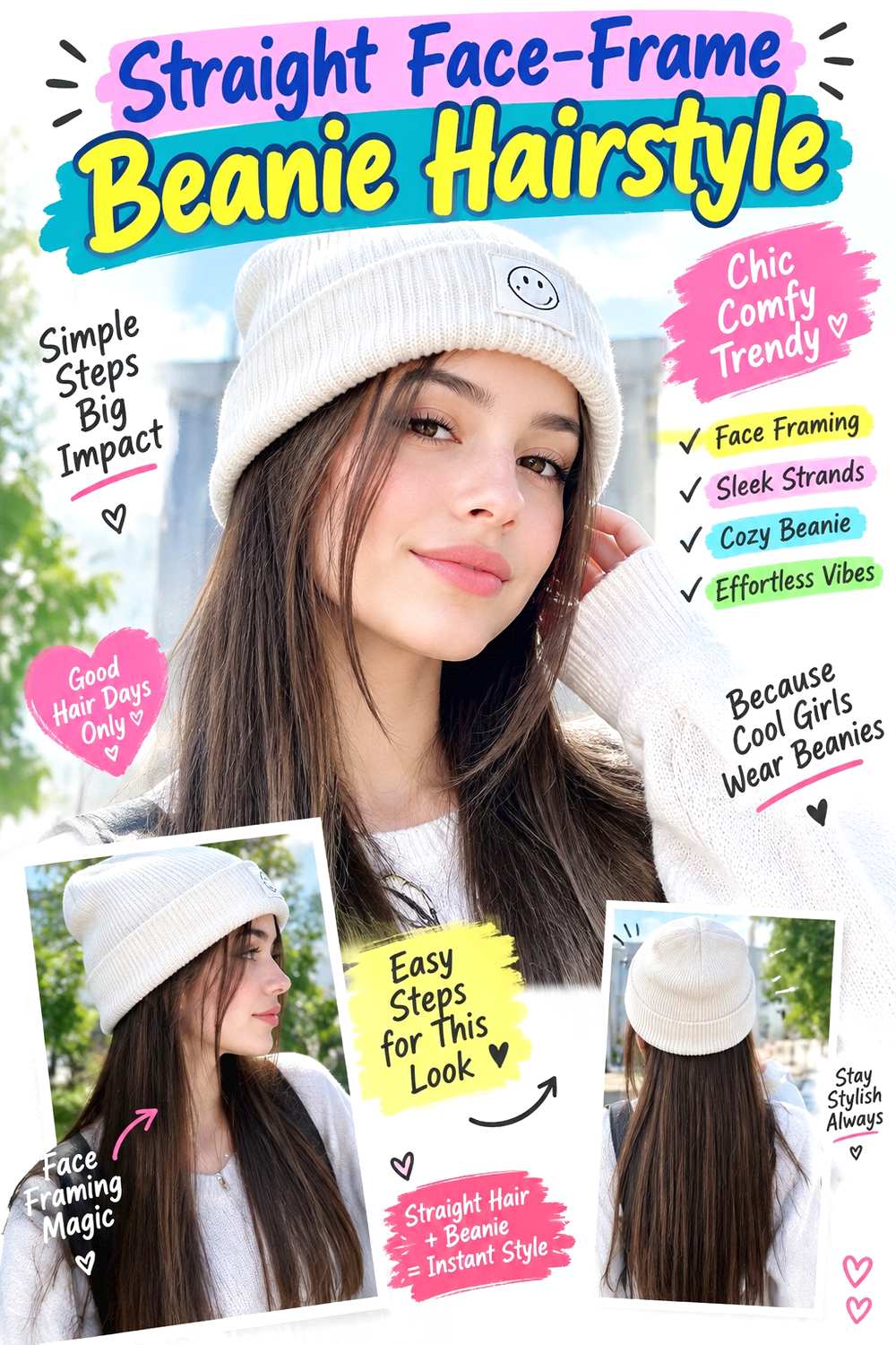 Straight Face-Frame Beanie Hairstyle