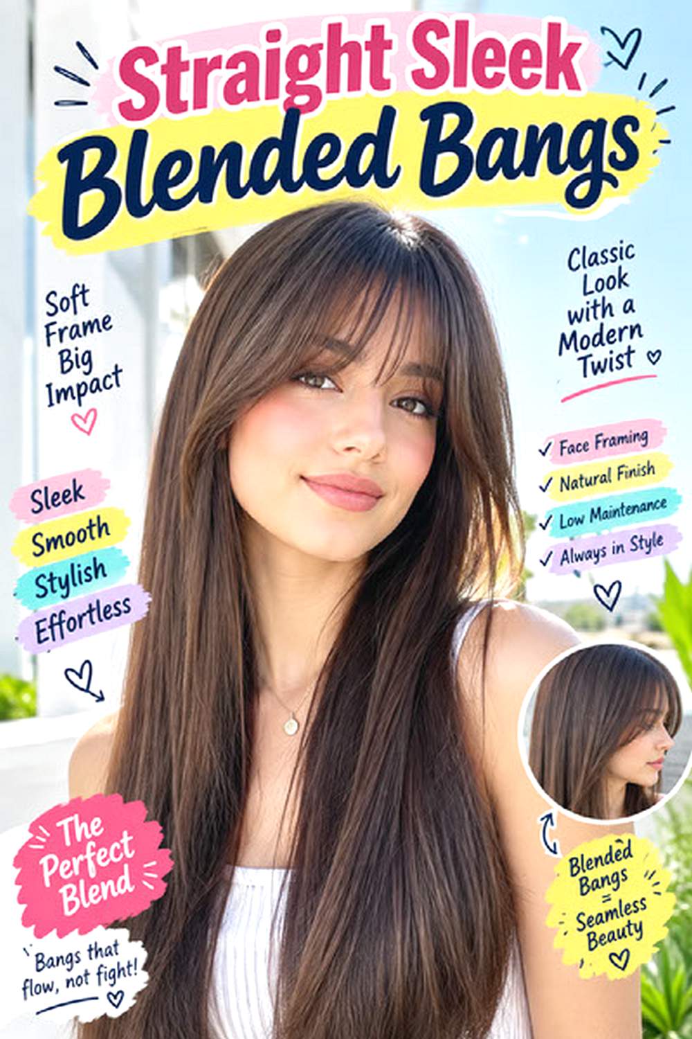 Straight Sleek Blended Bangs