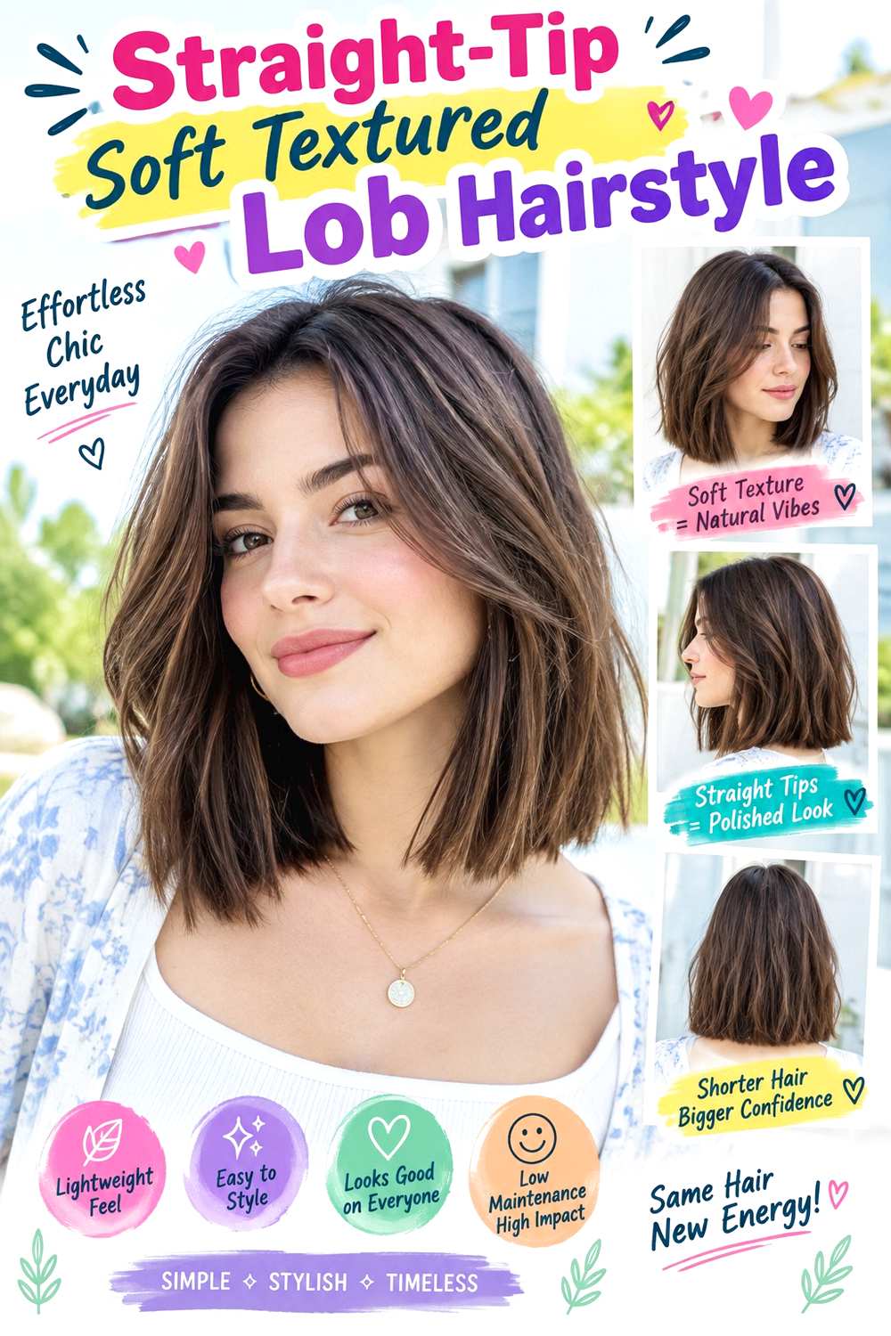 Straight-Tip Soft Textured Lob Hairstyle
