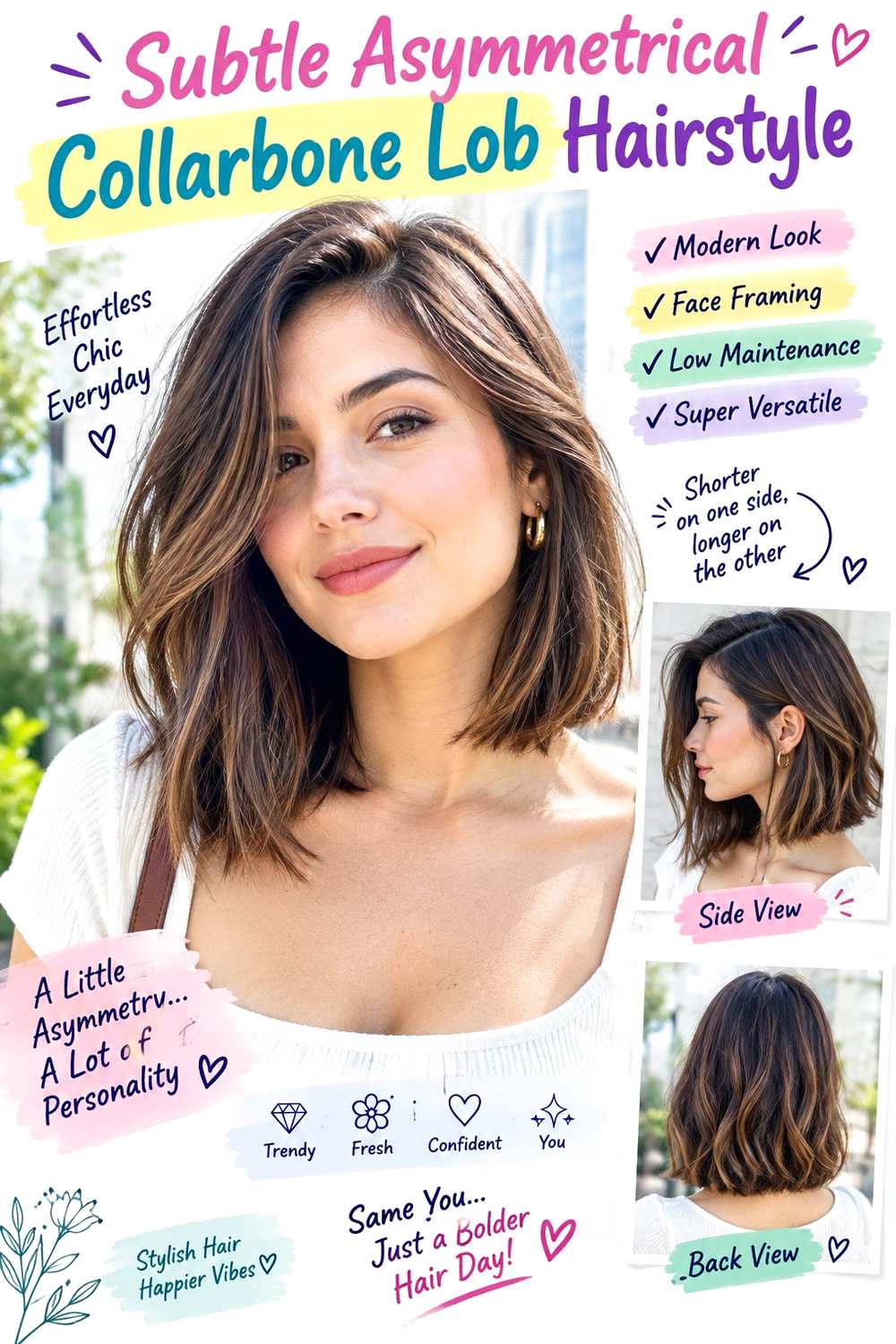 Subtle Asymmetrical Collarbone Lob Hairstyle