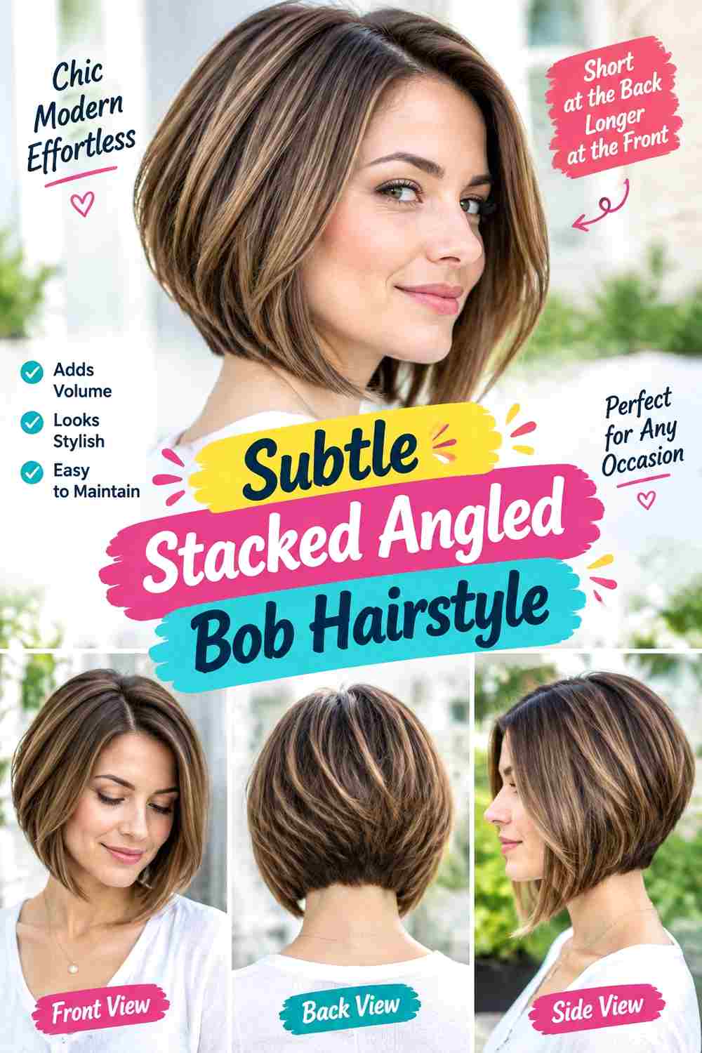 Subtle Stacked Angled Bob Hairstyle