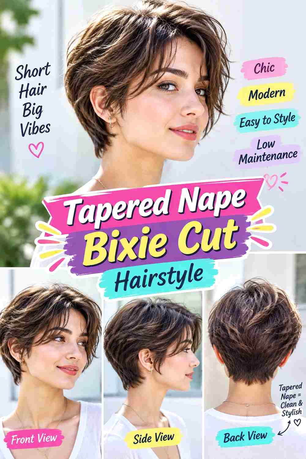 Tapered Nape Bixie Cut Hairstyle