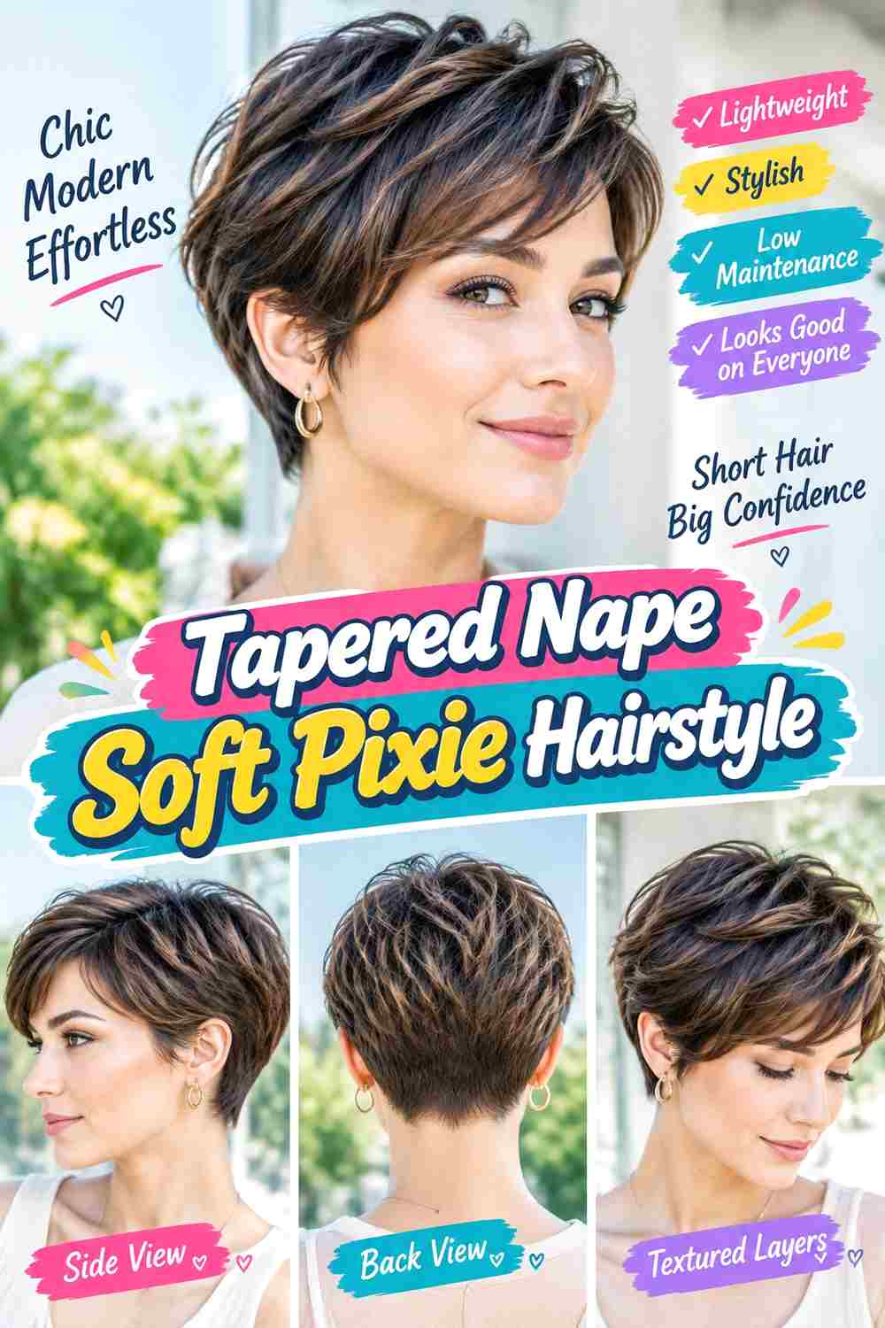 Tapered Nape Soft Pixie Hairstyle
