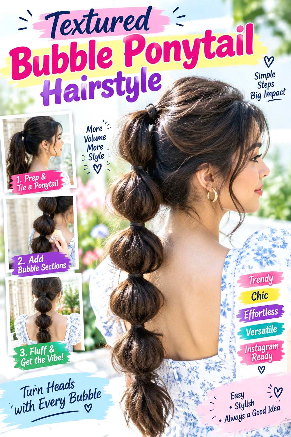 Textured Bubble Ponytail Hairstyle