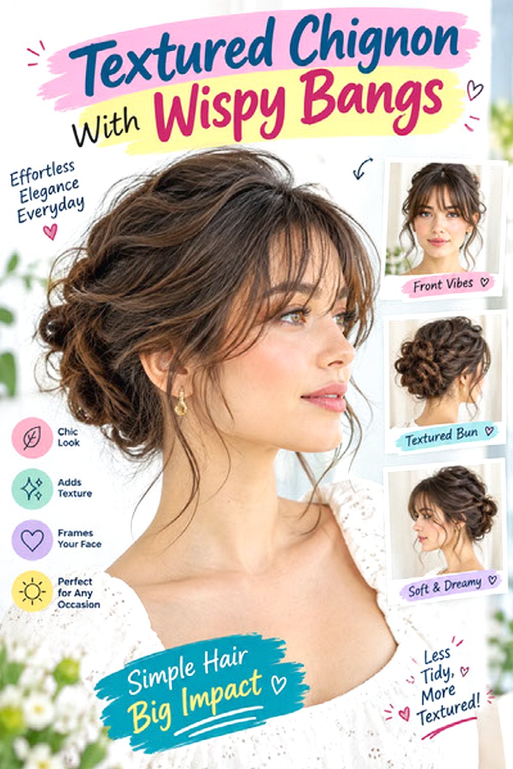 Textured Chignon With Wispy Bangs