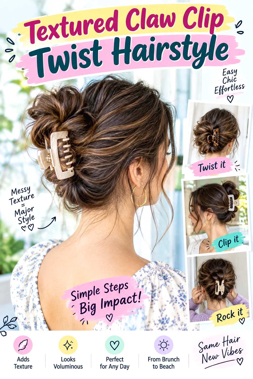 Textured Claw Clip Twist Hairstyle