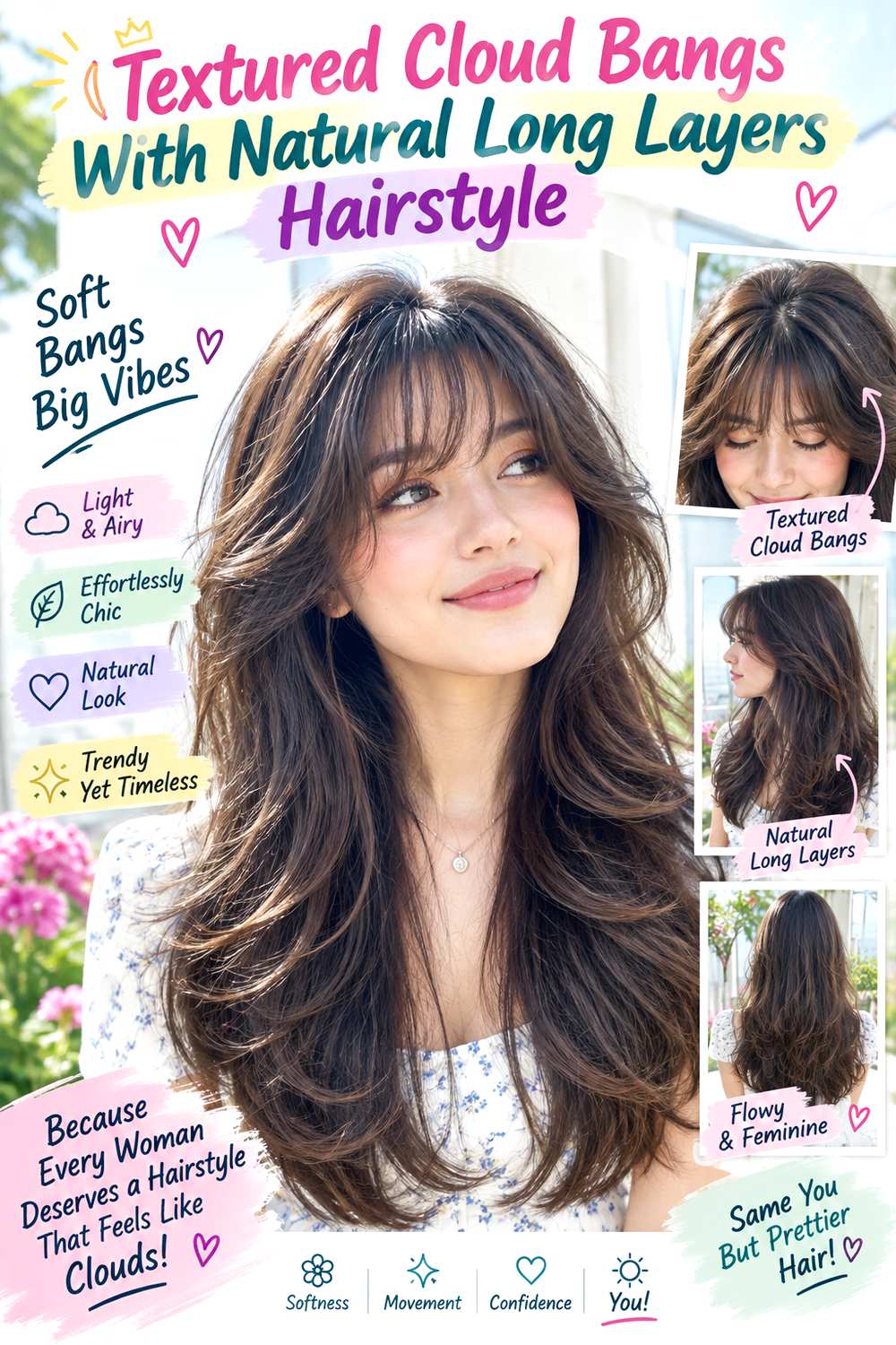 Textured Cloud Bangs With Natural Long Layers Hairstyle