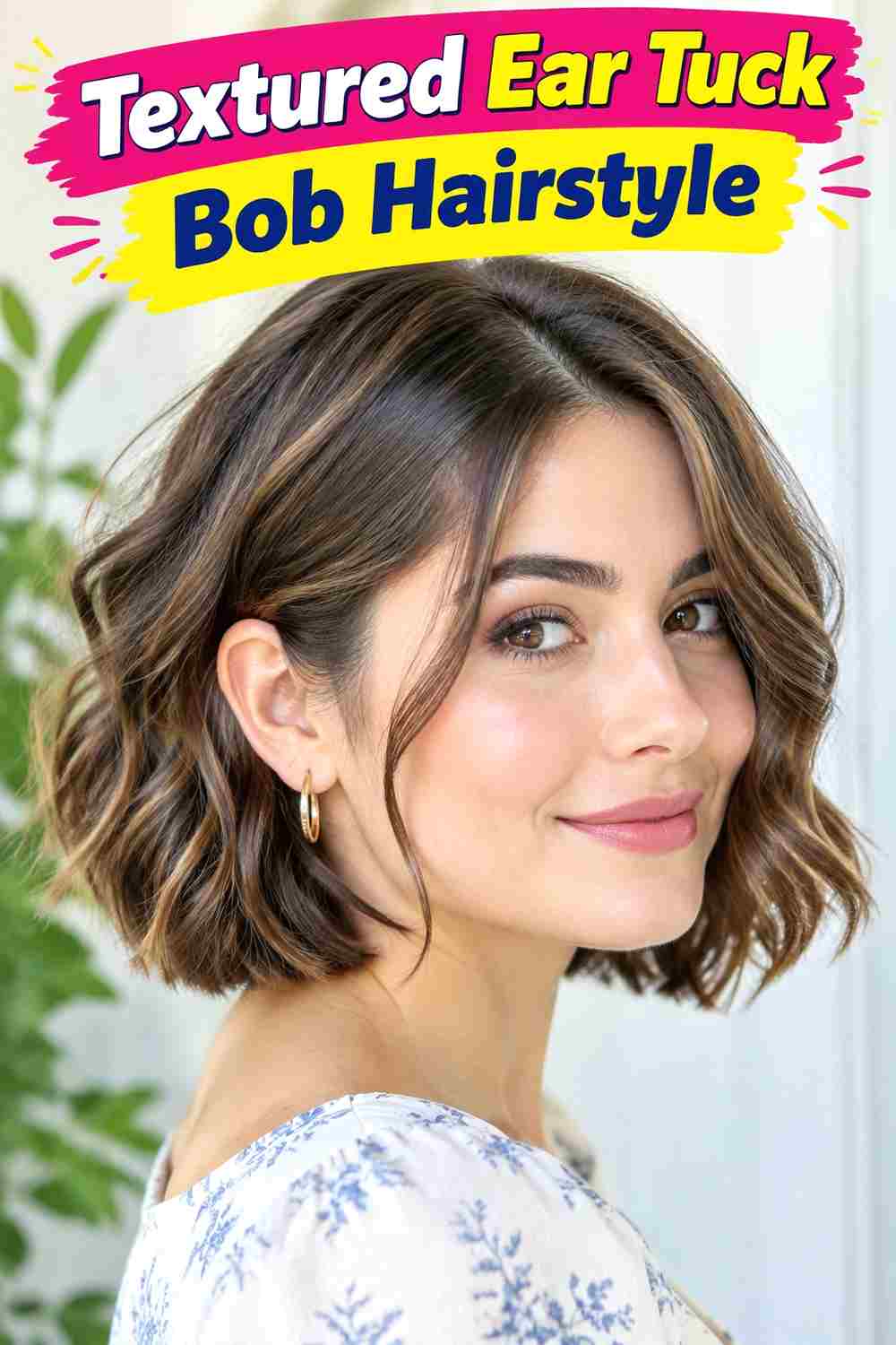 Textured Ear Tuck Bob Hairstyle