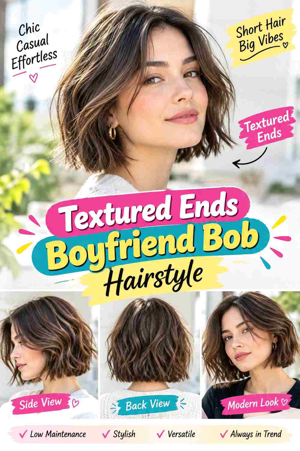 Textured Ends Boyfriend Bob Hairstyle