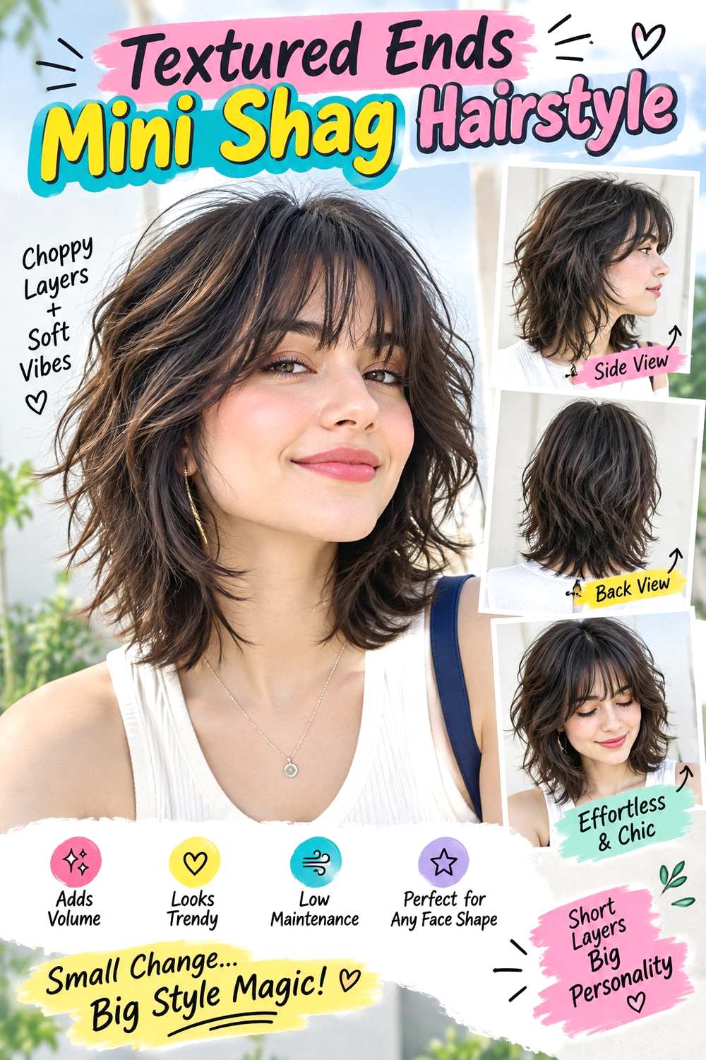 Textured Ends Mini Shag Hairstyle