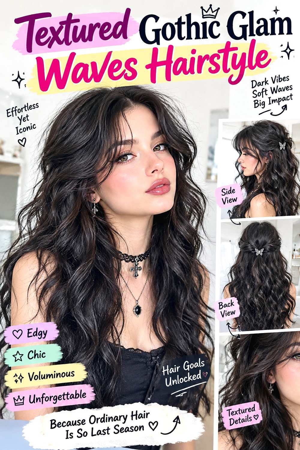 Textured Gothic Glam Waves Hairstyle