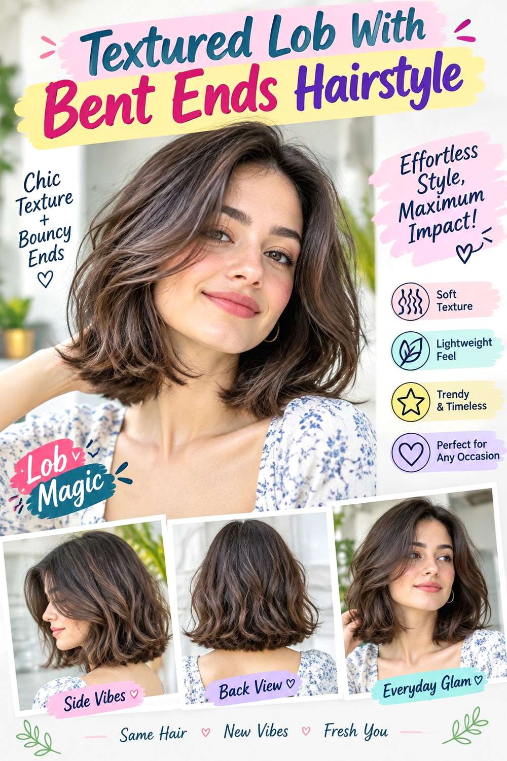 Textured Lob With Bent Ends Hairstyle