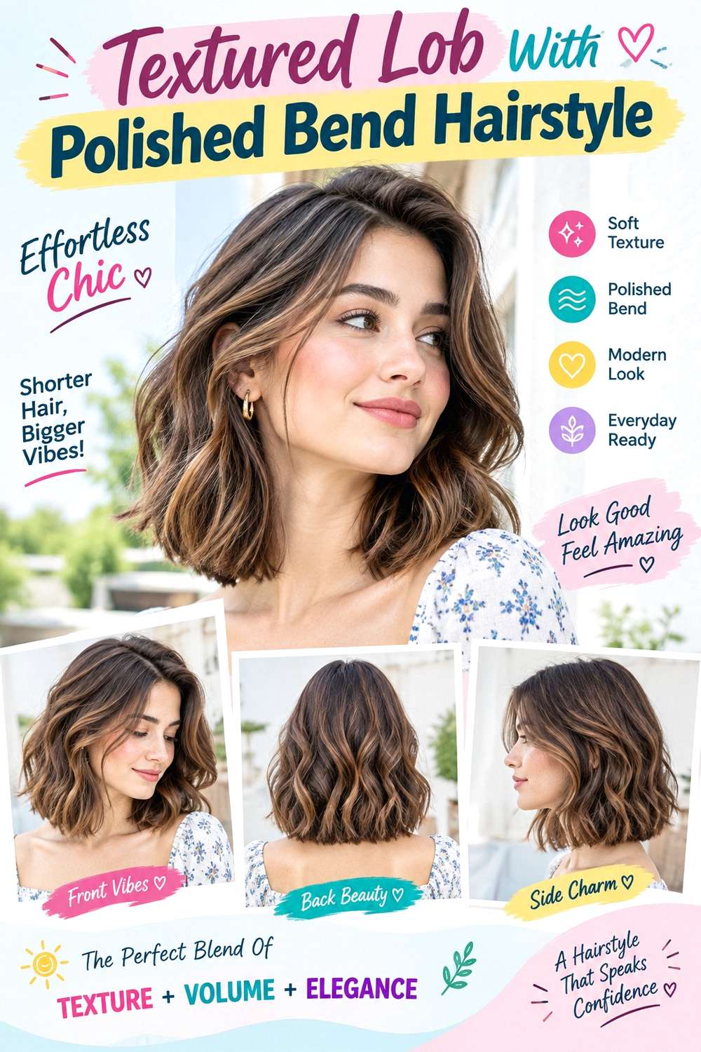 Textured Lob With Polished Bend Hairstyle