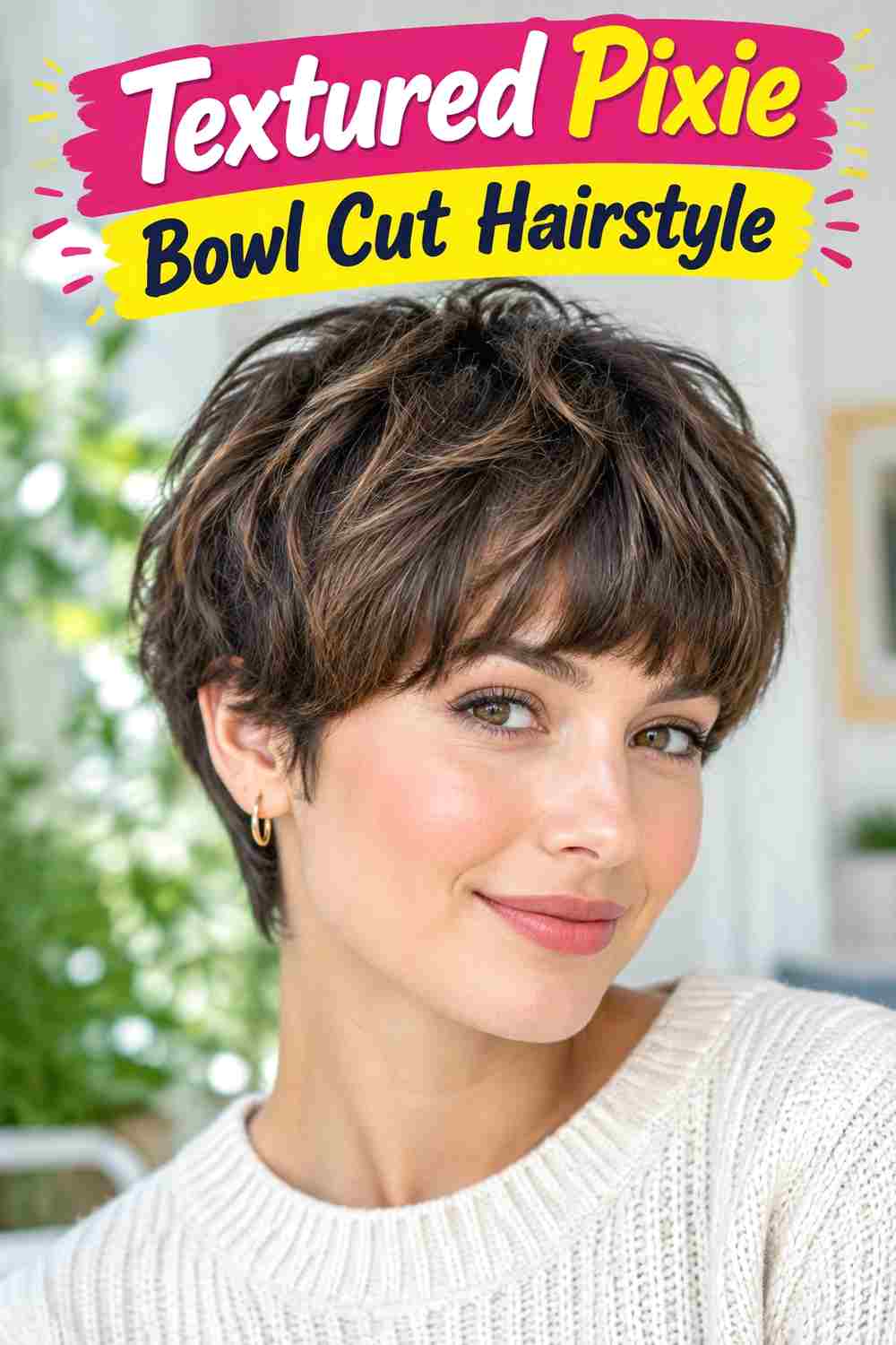Textured Pixie Bowl Cut Hairstyle