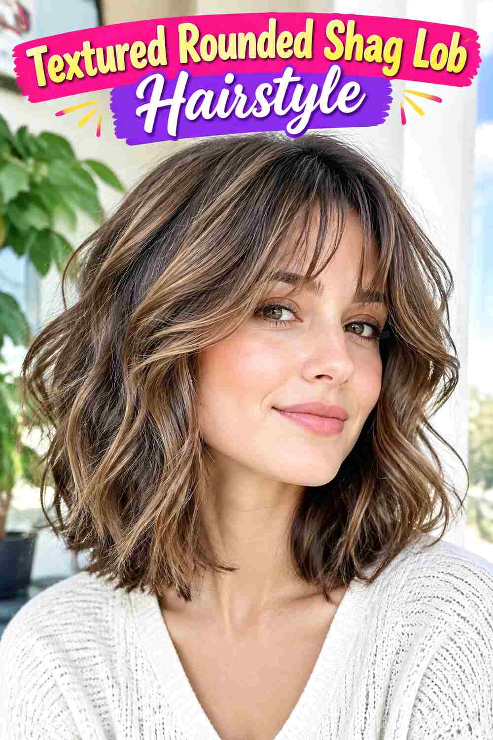 Textured Rounded Shag Lob Hairstyle