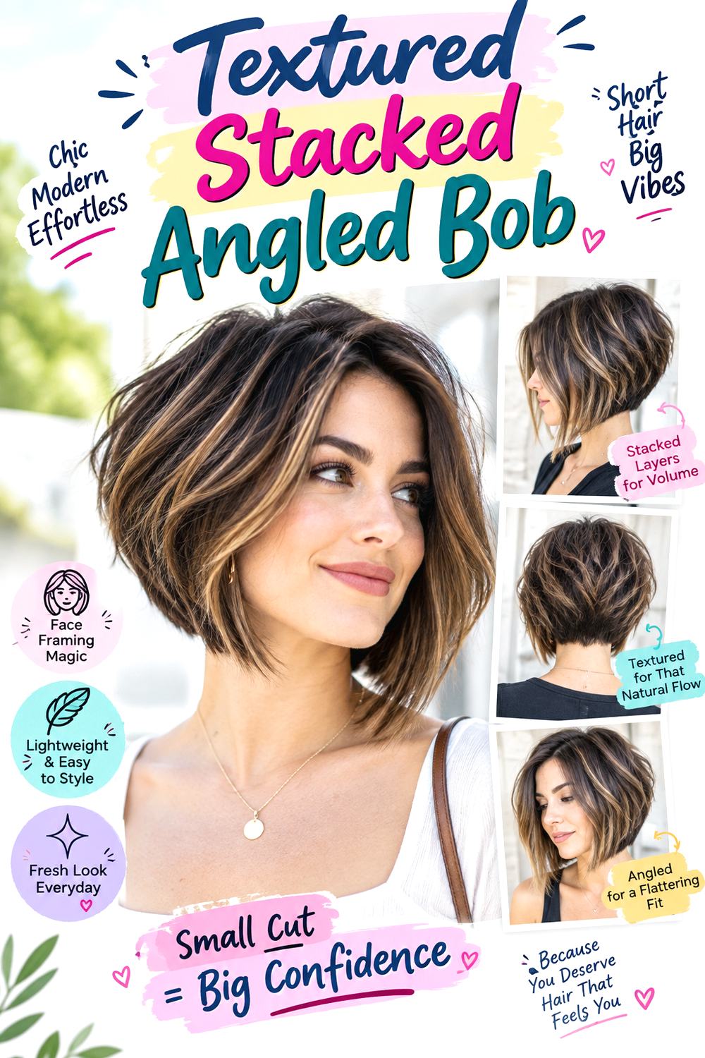 Textured Stacked Angled Bob Hairstyle