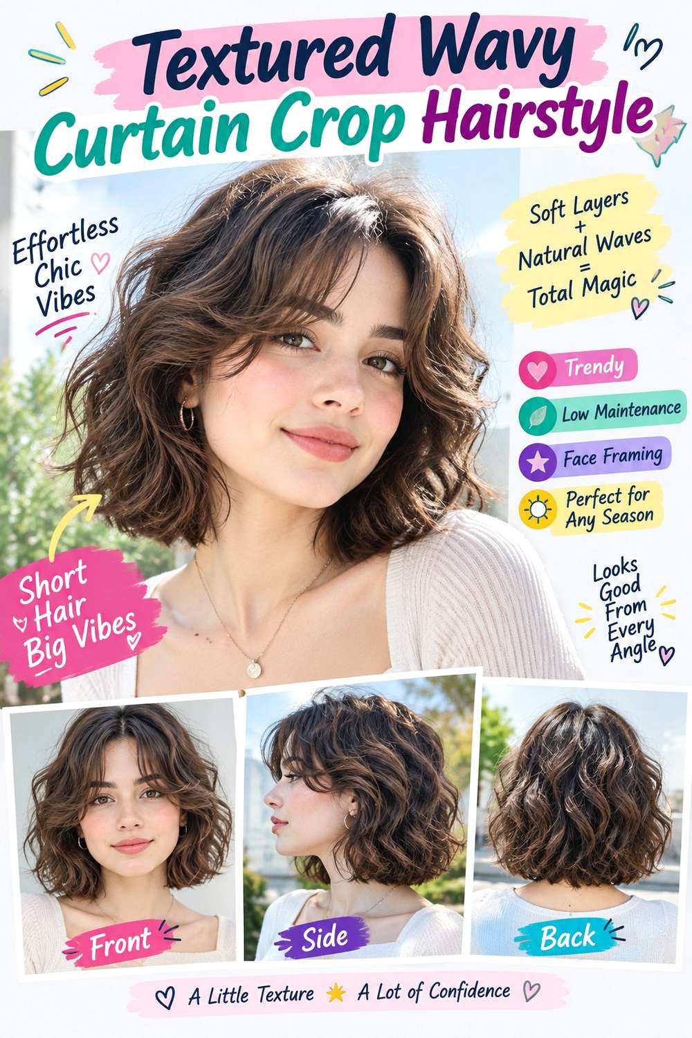 Textured Wavy Curtain Crop Hairstyle