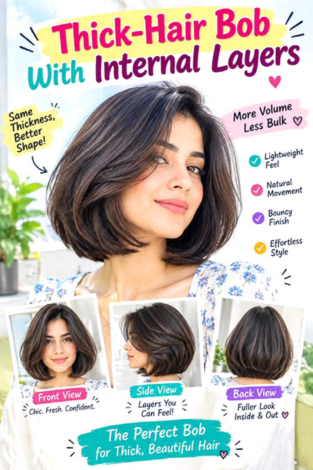 Thick-Hair Bob With Internal Layers