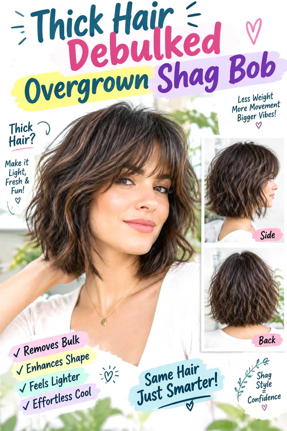 Thick Hair Debulked Overgrown Shag Bob
