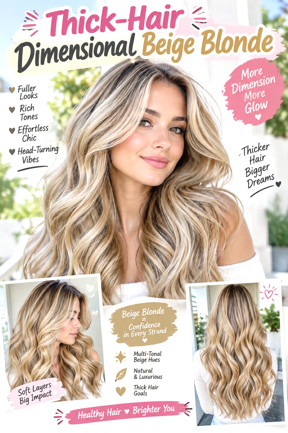 Thick-Hair Dimensional Beige Blonde Hairstyle