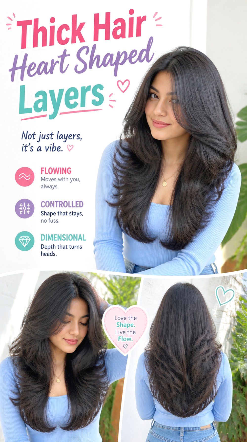 Thick Hair Heart Shaped Layers