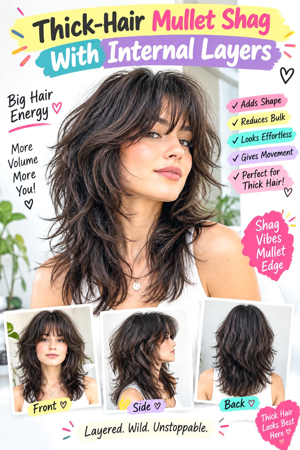 Thick-Hair Mullet Shag With Internal Layers Hairstyle