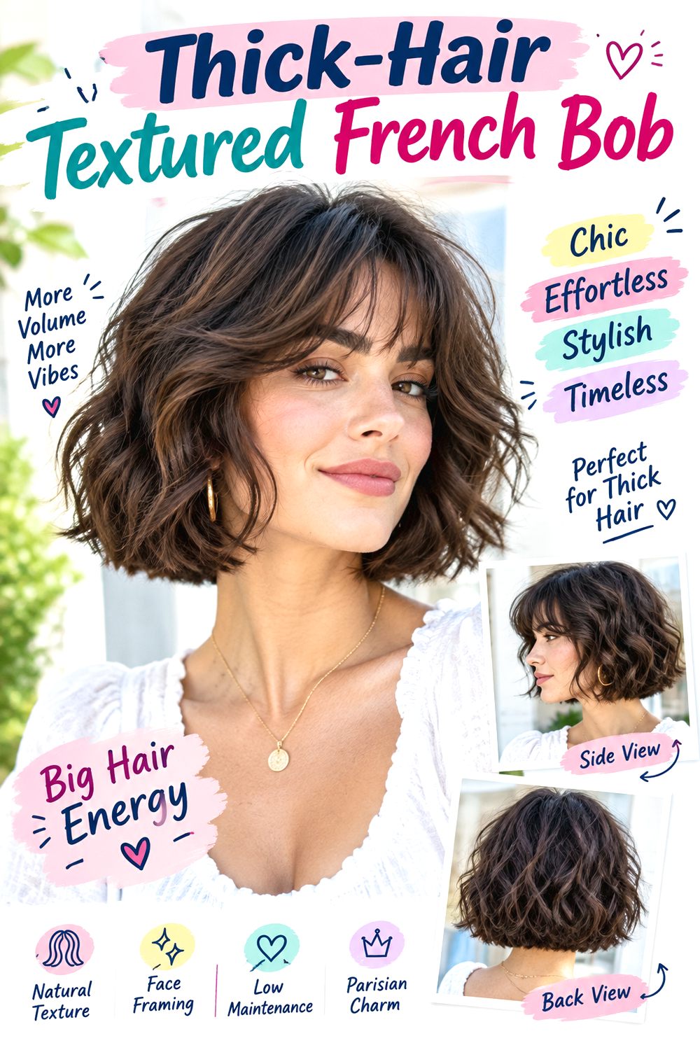 Thick-Hair Textured French Bob Hairstyle