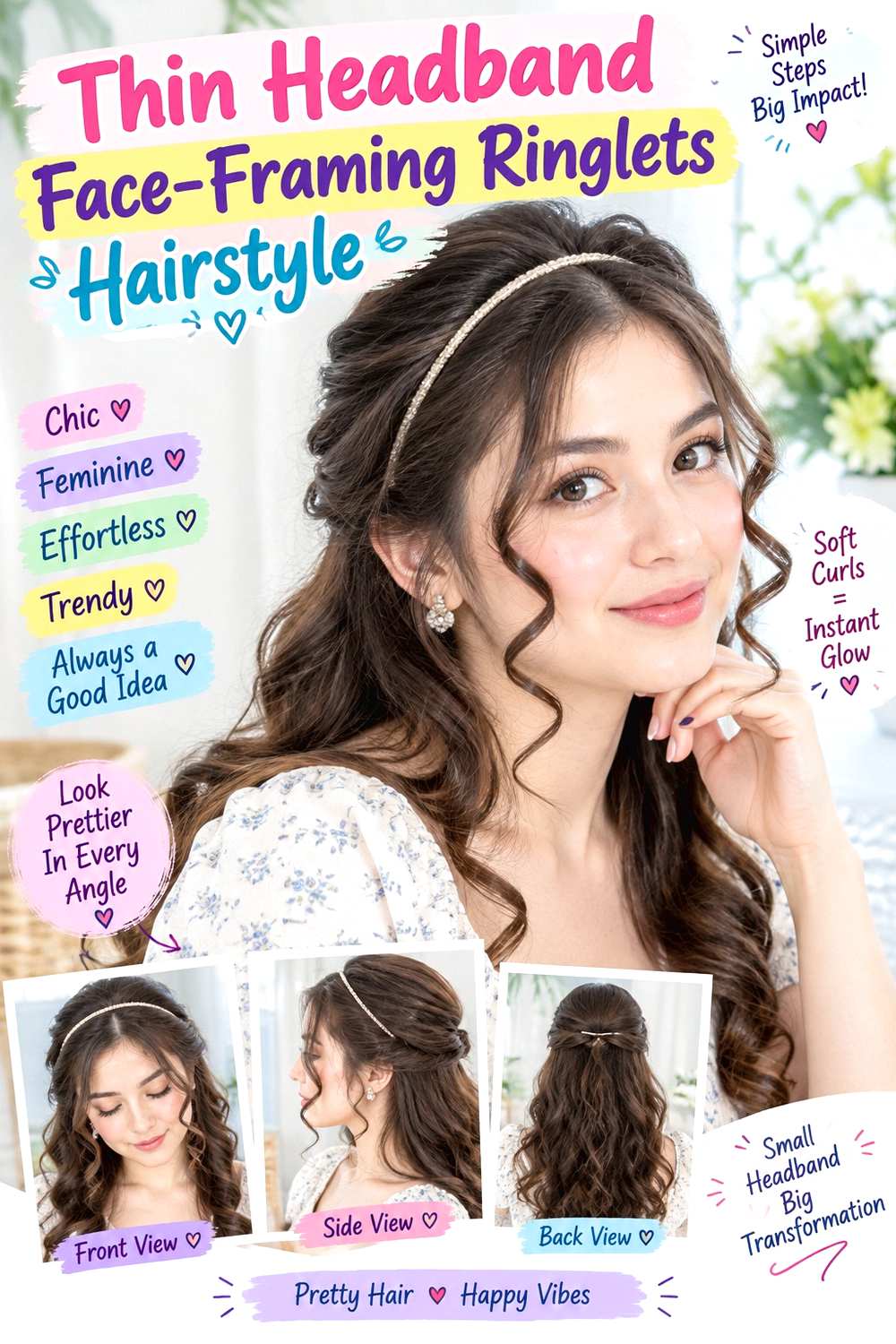 Thin Headband Face-Framing Ringlets Hairstyle