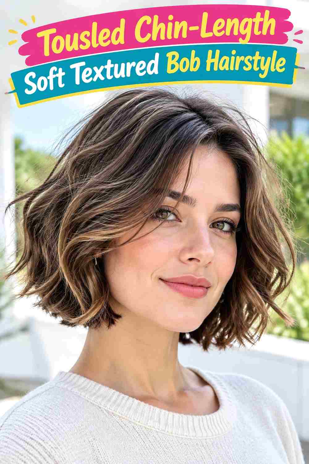 Tousled Chin-Length Soft Textured Bob Hairstyle
