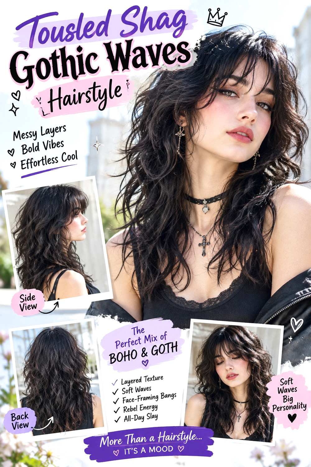 Tousled Shag Gothic Waves Hairstyle