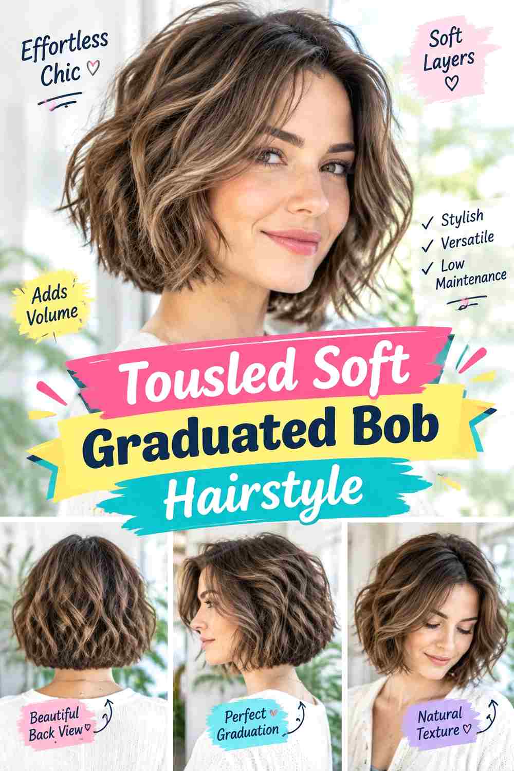 Tousled Soft Graduated Bob Hairstyle