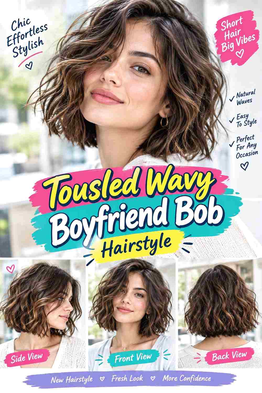 Tousled Wavy Boyfriend Bob Hairstyle