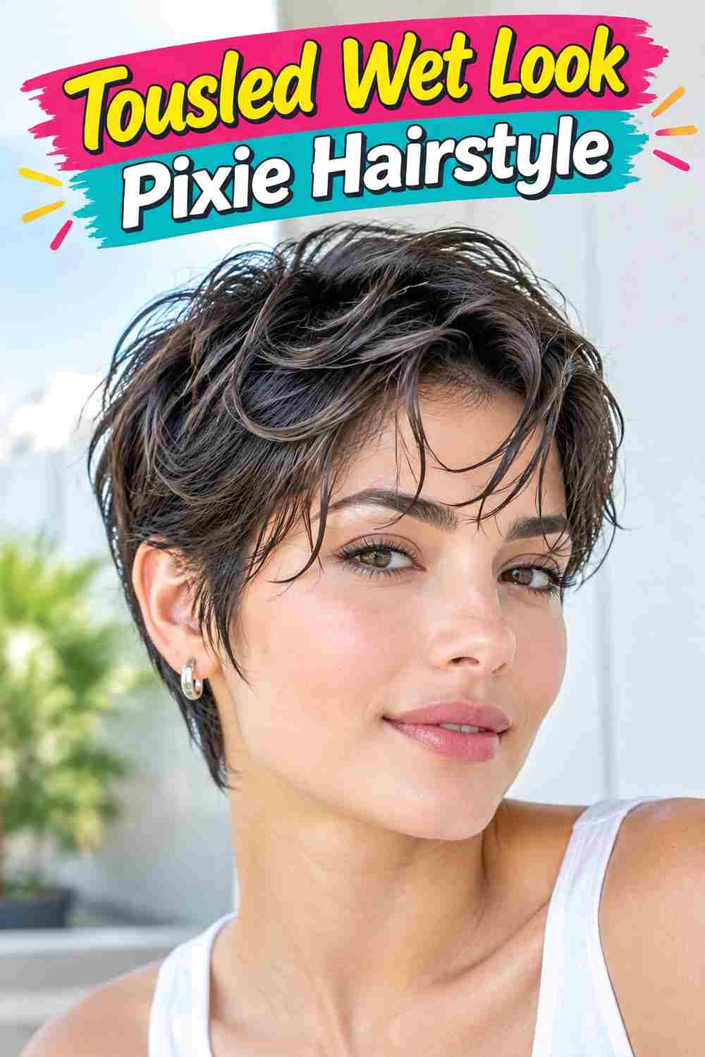 Tousled Wet Look Pixie Hairstyle