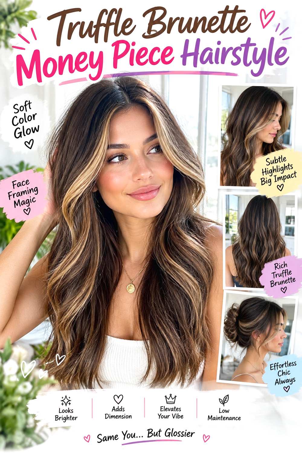 Truffle Brunette Money Piece Hairstyle