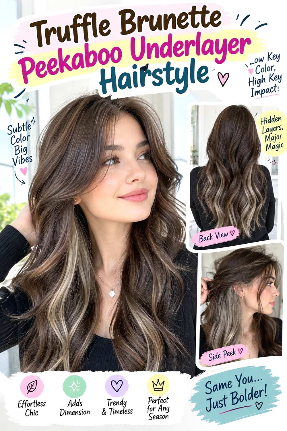 Truffle Brunette Peekaboo Underlayer Hairstyle