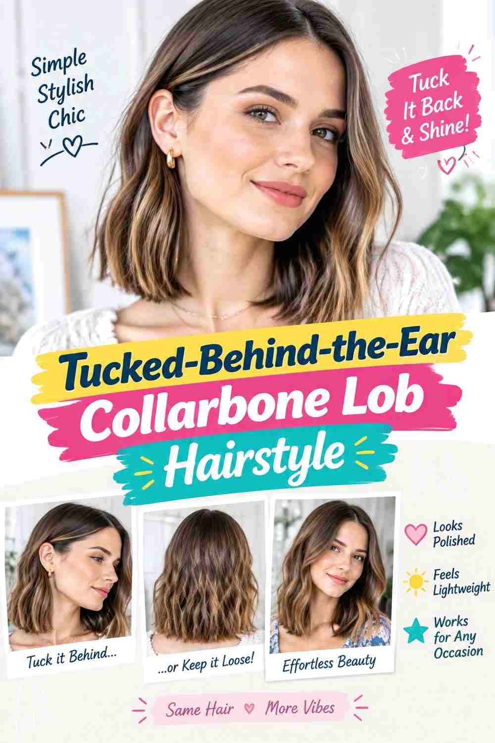 Tucked-Behind-the-Ear Collarbone Lob Hairstyle