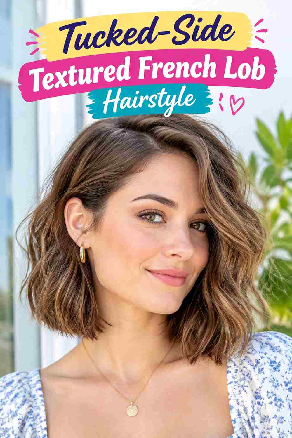 Tucked-Side Textured French Lob Hairstyle