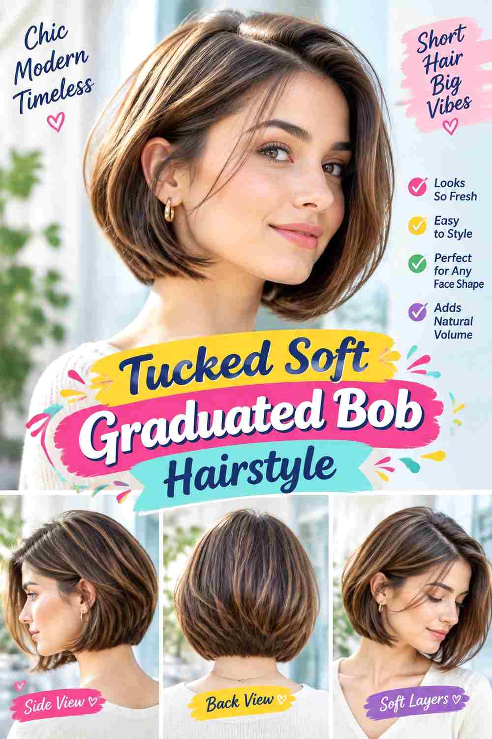 Tucked Soft Graduated Bob Hairstyle