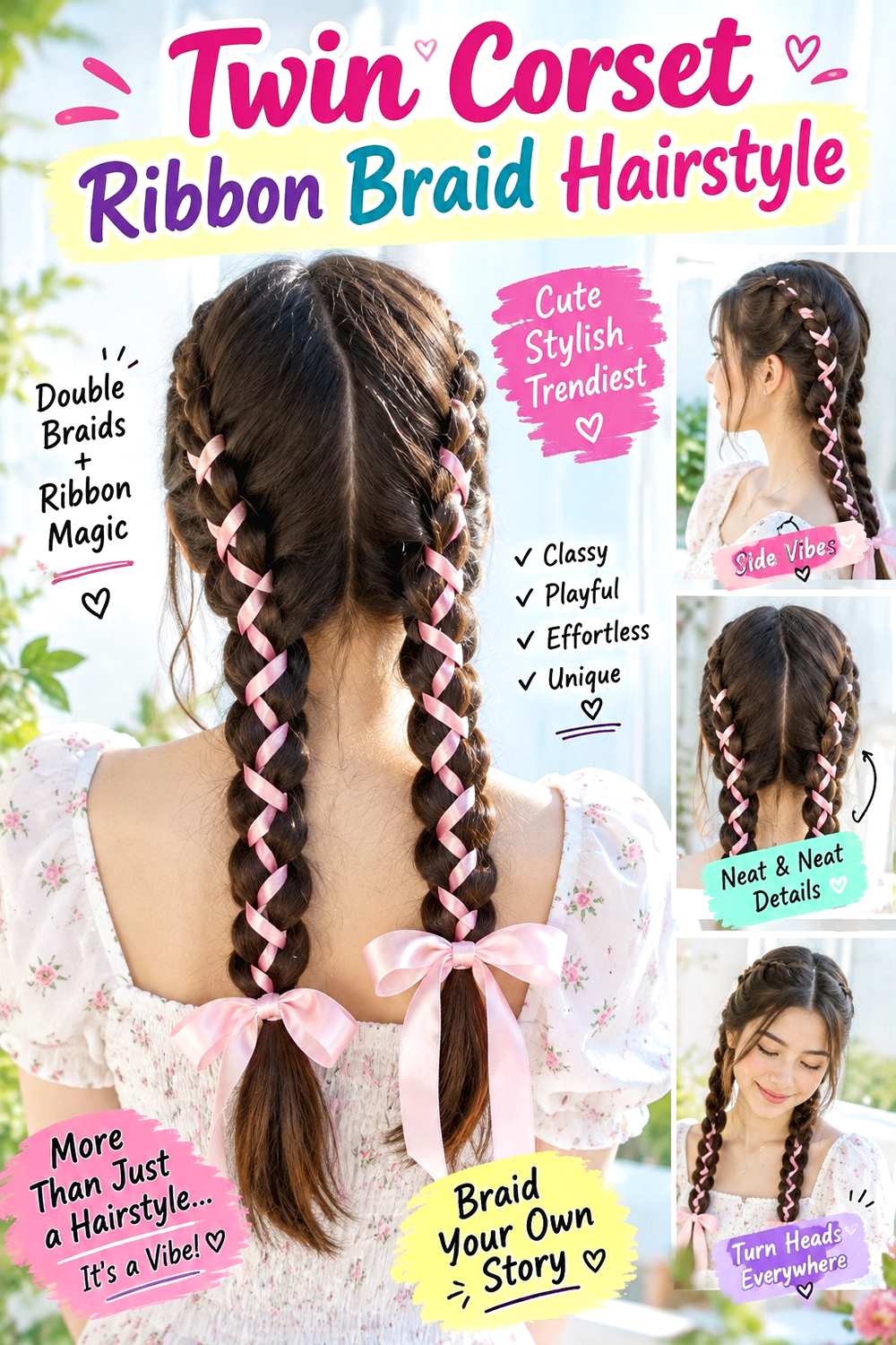 Twin Corset Ribbon Braid Hairstyle