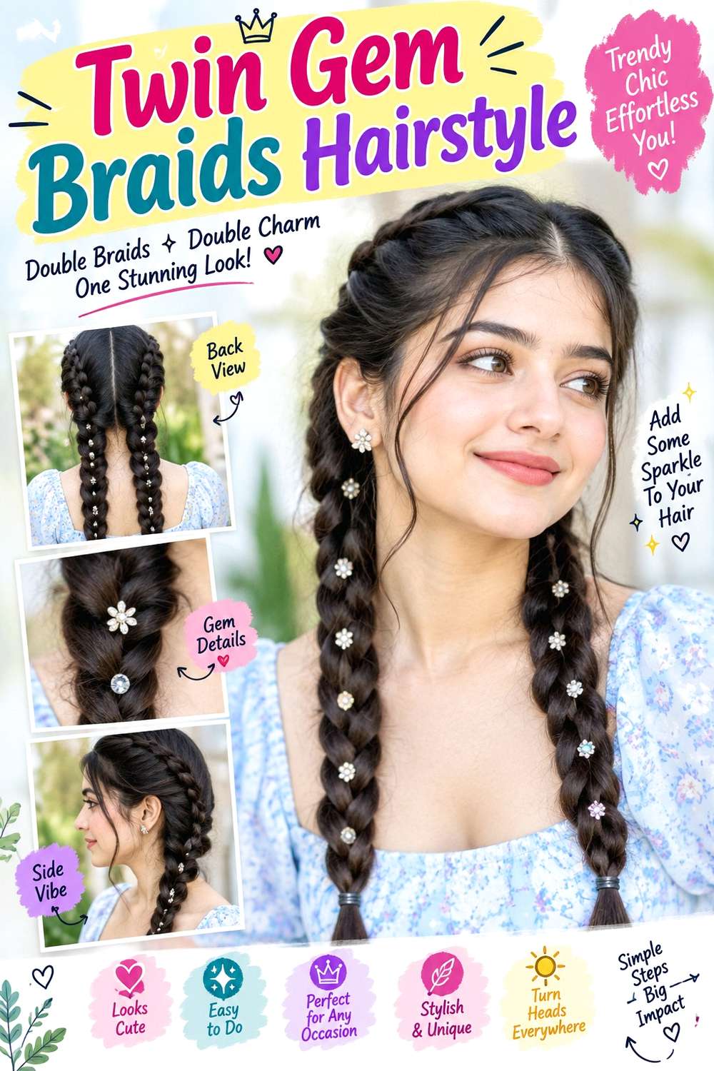 Twin Gem Braids Hairstyle