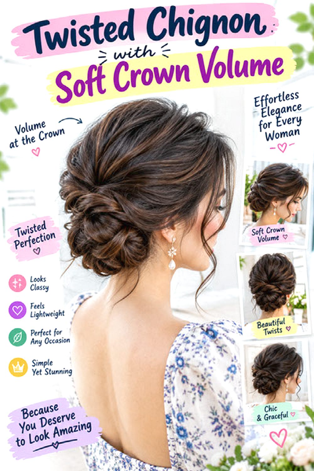 Twisted Chignon with Soft Crown Volume hairstyle