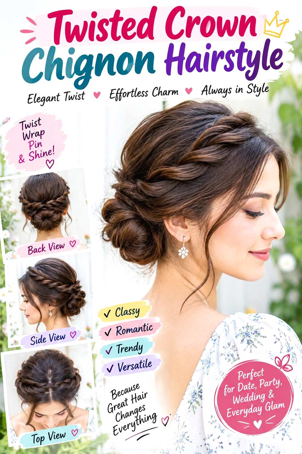 Twisted Crown Chignon Hairstyle