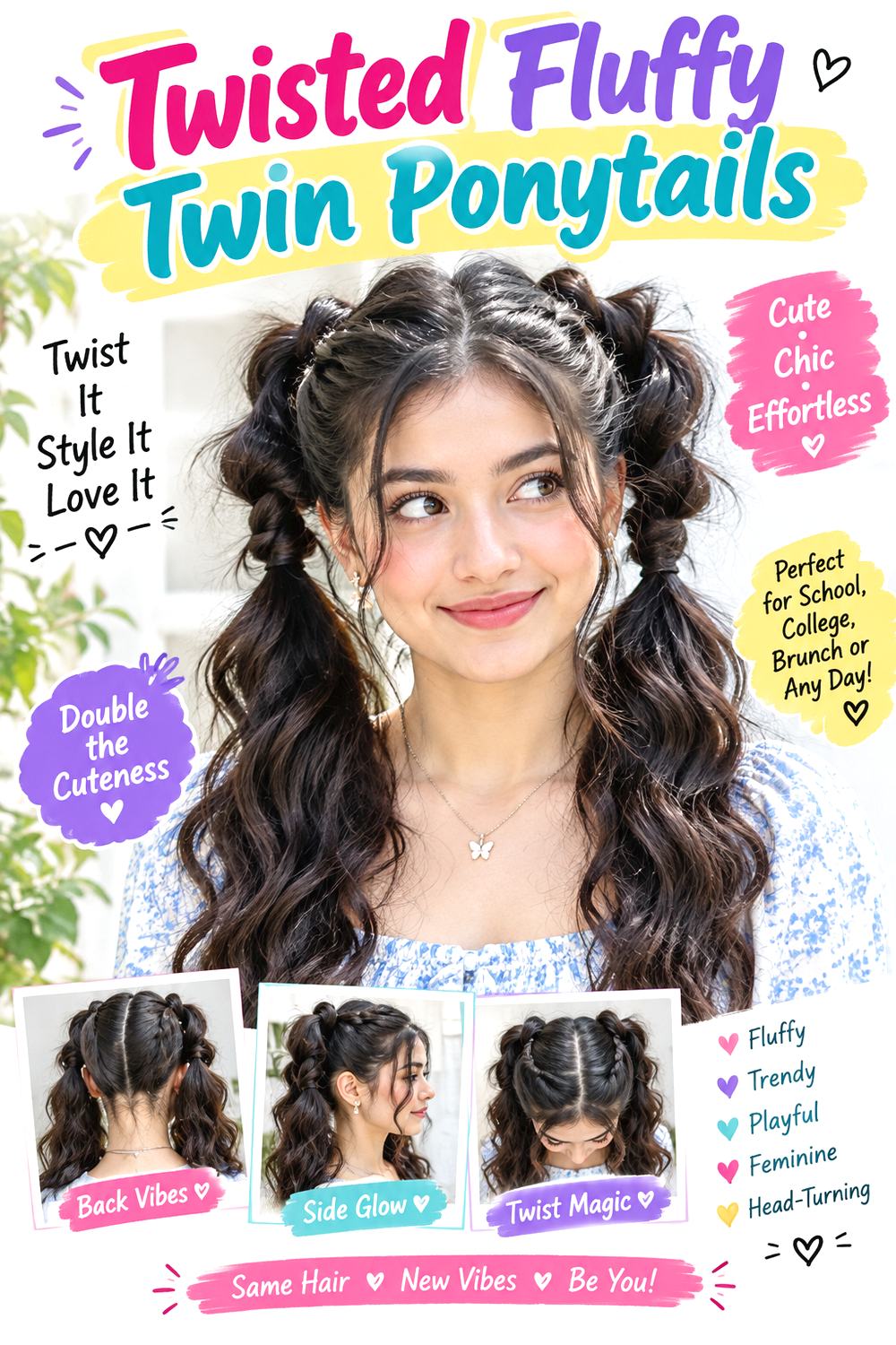 Twisted Fluffy Twin Ponytails Hairstyle