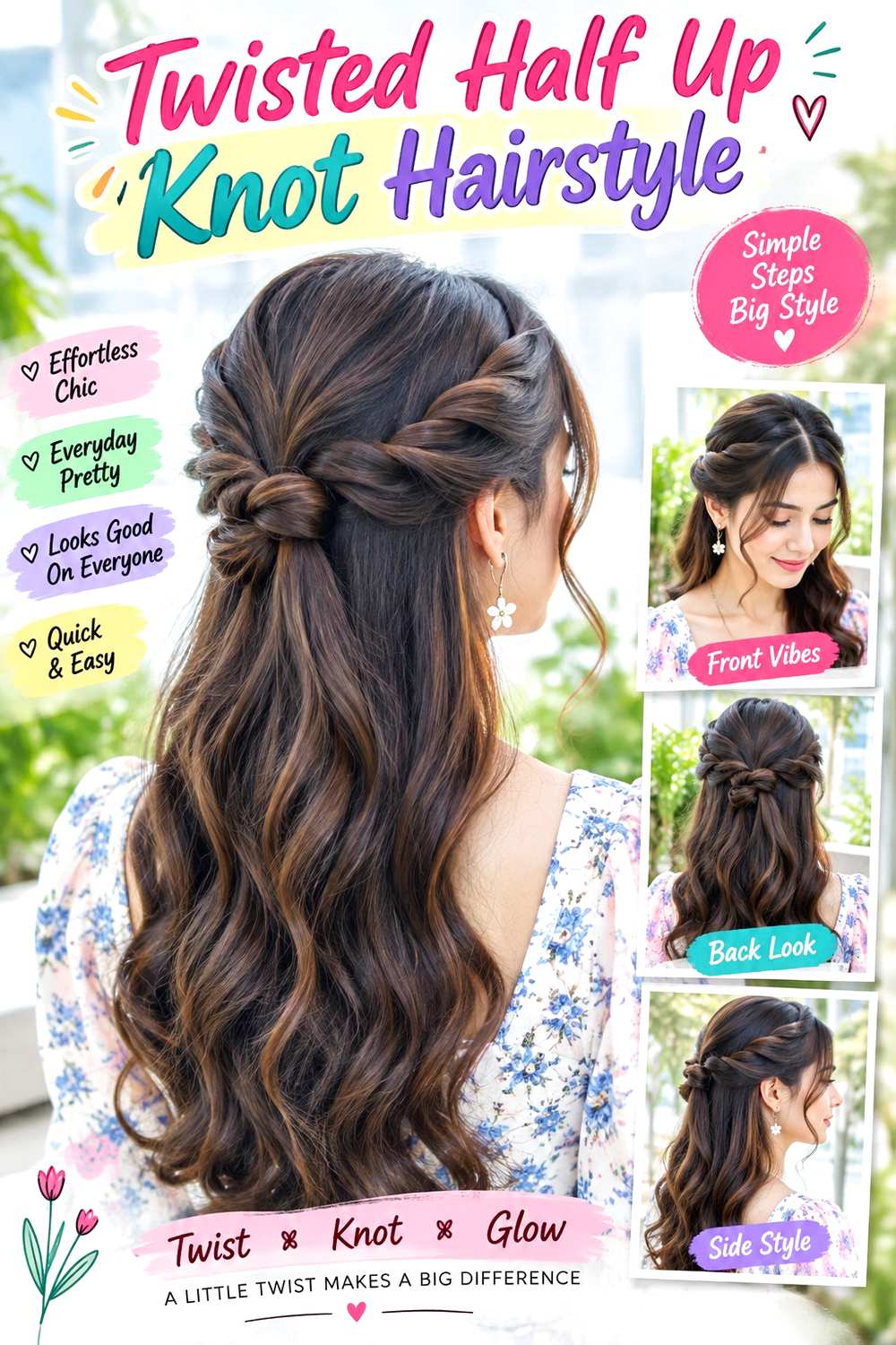 Twisted Half Up Knot Hairstyle