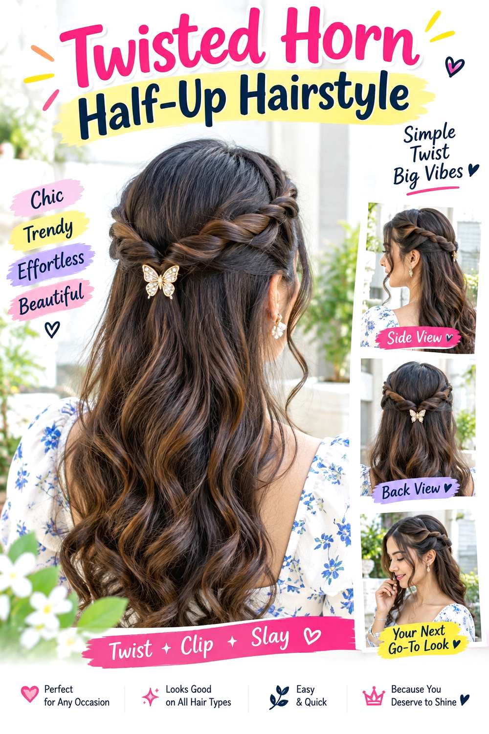 Twisted Horn Half-Up Hairstyle