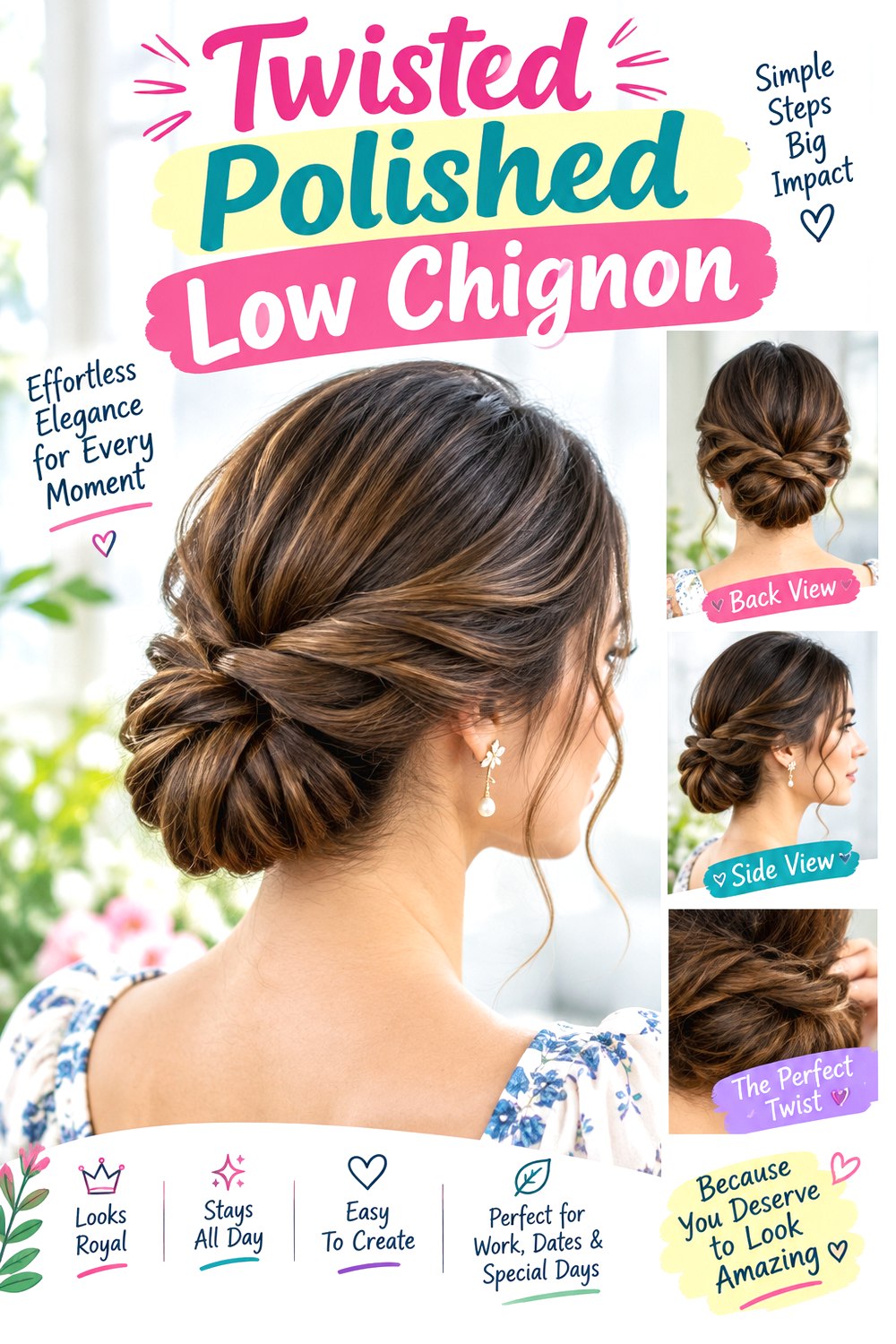 Twisted Polished Low Chignon hairstyle