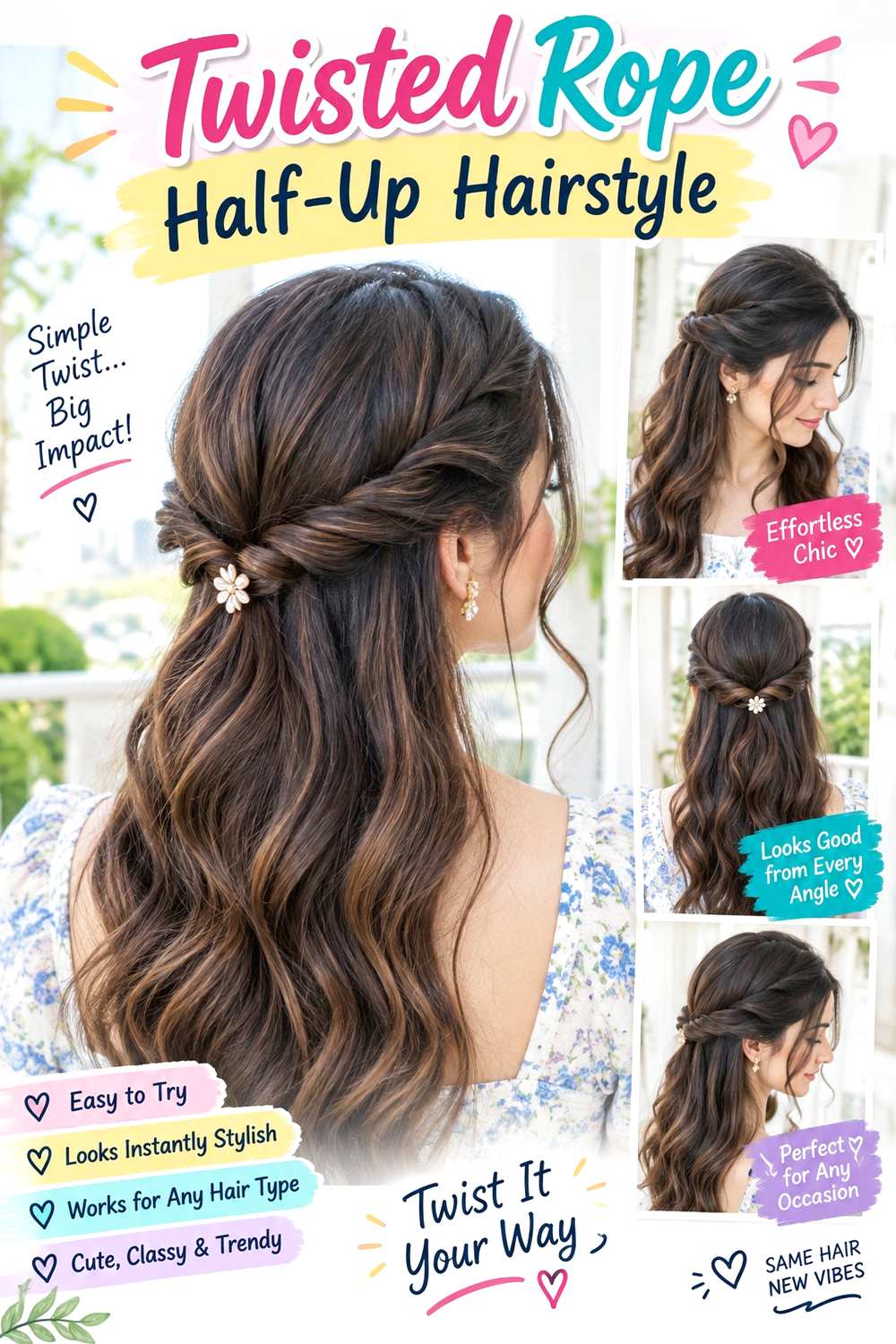 Twisted Rope Half-Up Hairstyle