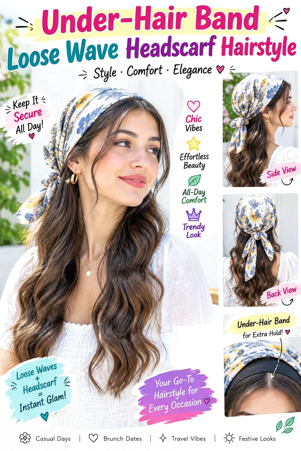 Under-Hair Band Loose Wave Headscarf Hairstyle