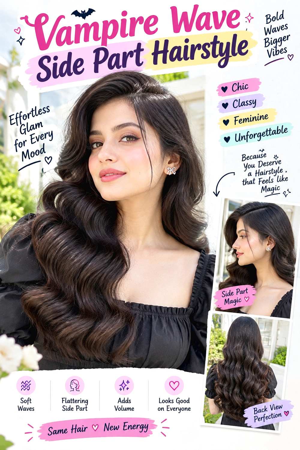 Vampire Wave Side Part Hairstyle